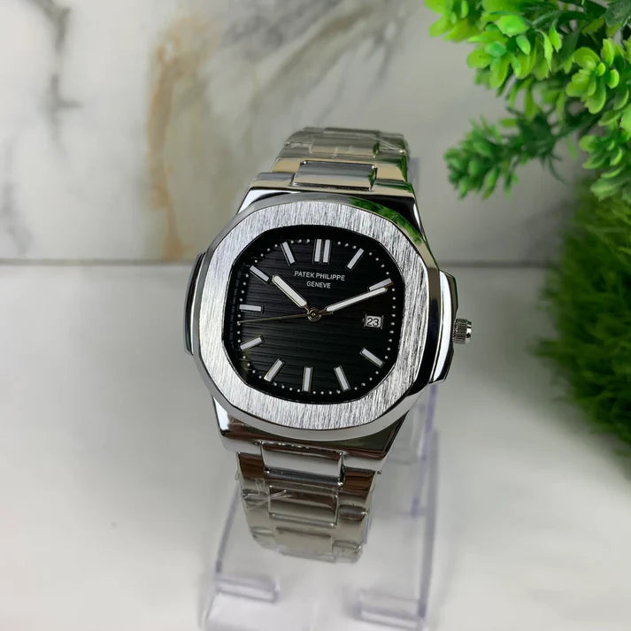 Patek Philippe | Black Dial | Silver Chain