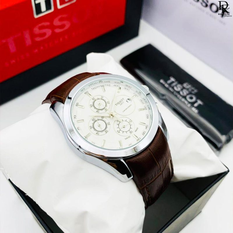 Tissot Chronograph | White Dial | Brown Straps