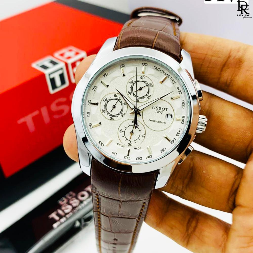 Tissot Chronograph | White Dial | Brown Straps