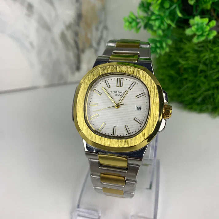 Patek Philippe | White Dial | Silver Golden Chain