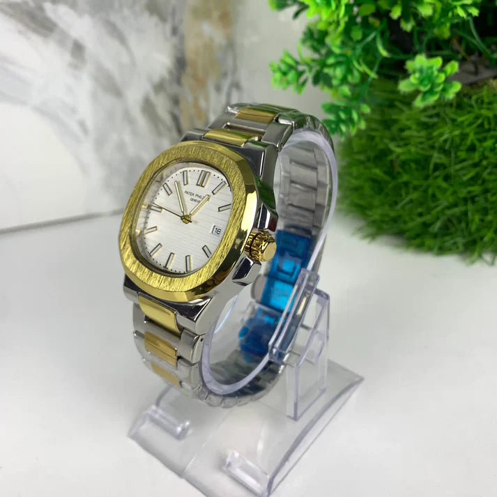 Patek Philippe | White Dial | Silver Golden Chain