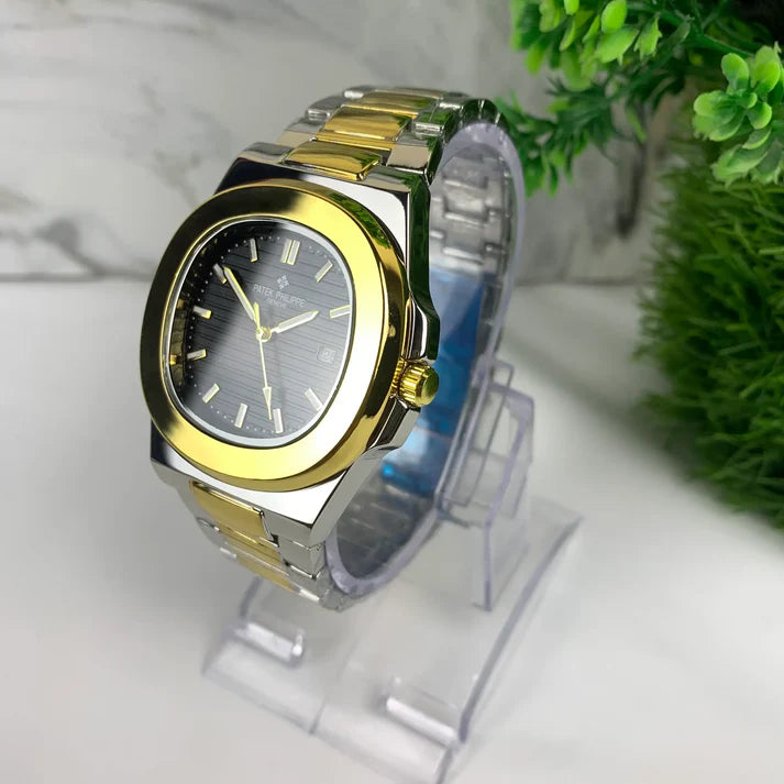 Patek Philippe | Black Dial | Silver Golden Chain