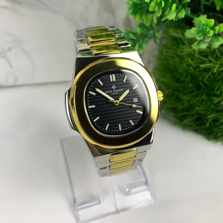 Patek Philippe | Black Dial | Silver Golden Chain