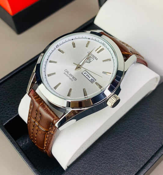 TAG HEUER | BROWN LEATHER STRAP | WHITE DIAL
