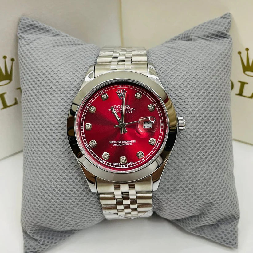 RLX Oyester  |Maroon Dial | Silver Chain