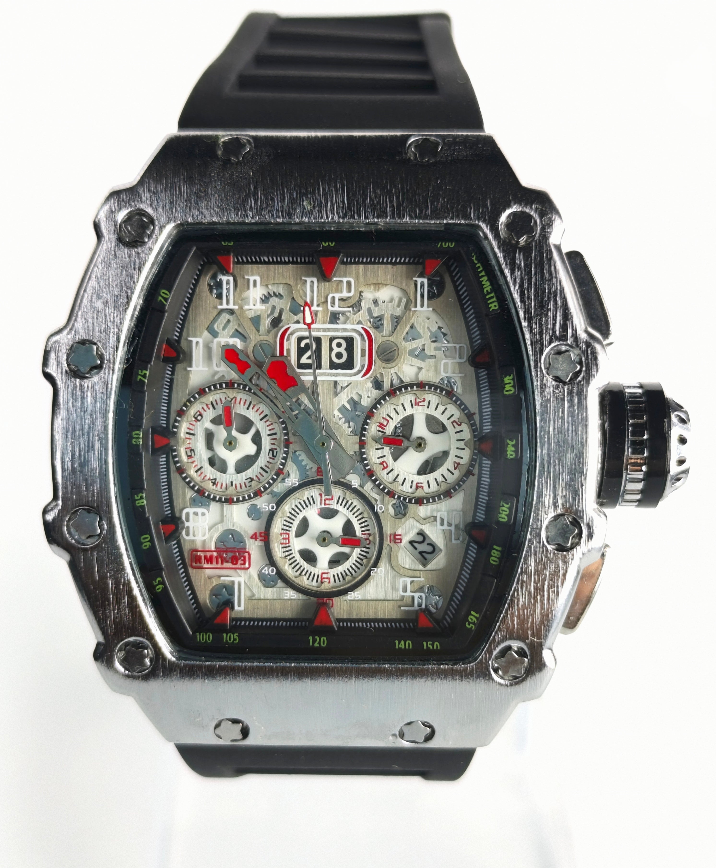 Richard Mille | Silver Bezel | Red & White Dial