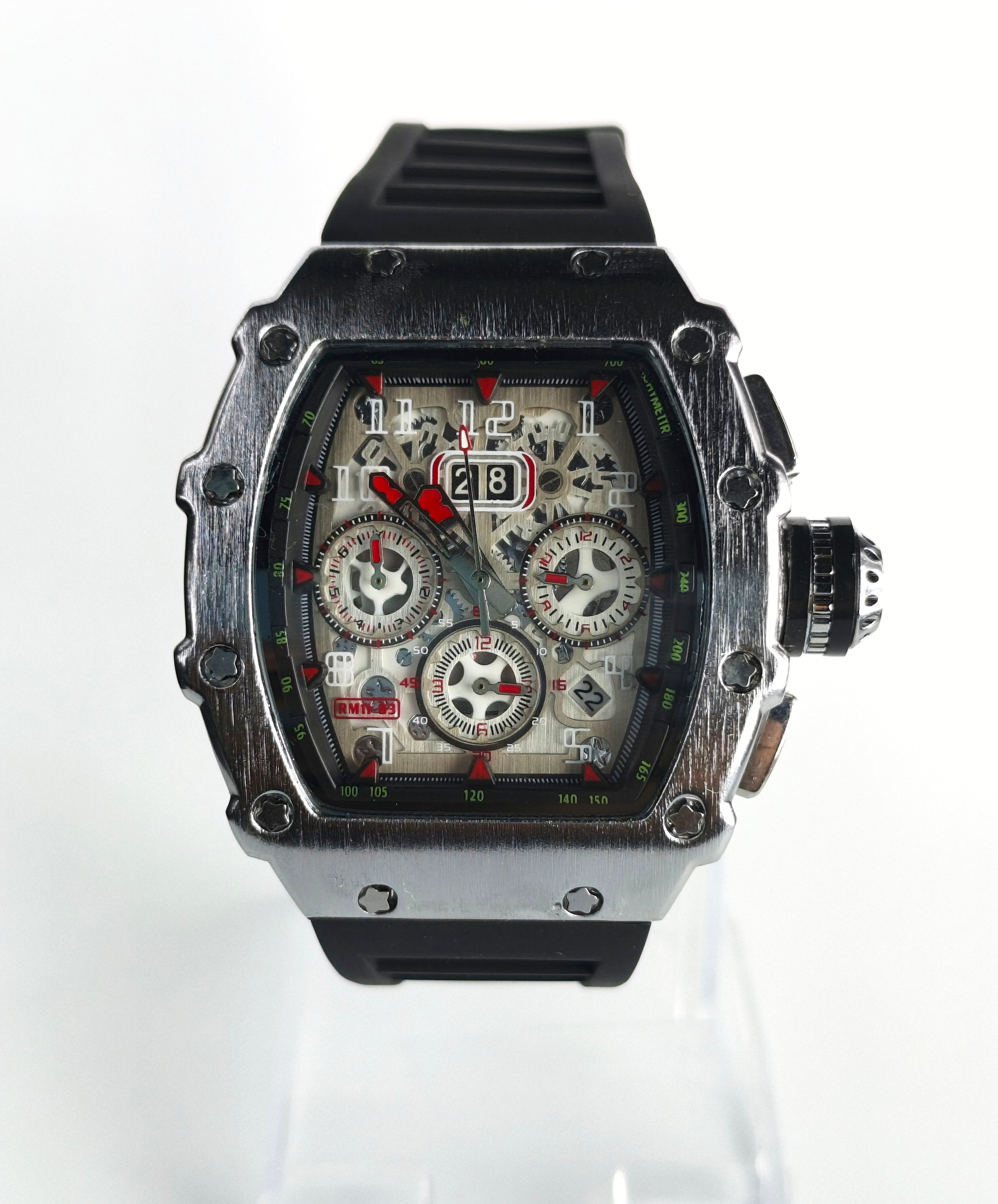 Richard Mille | Silver Bezel | Red & White Dial