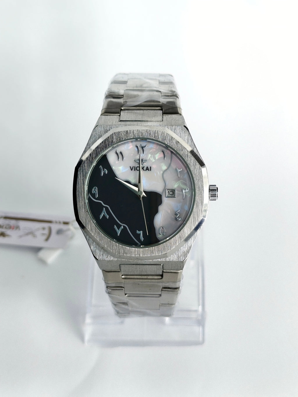 Volkai Original Marble Watch|White Black Dial| Stainless Steel Chain