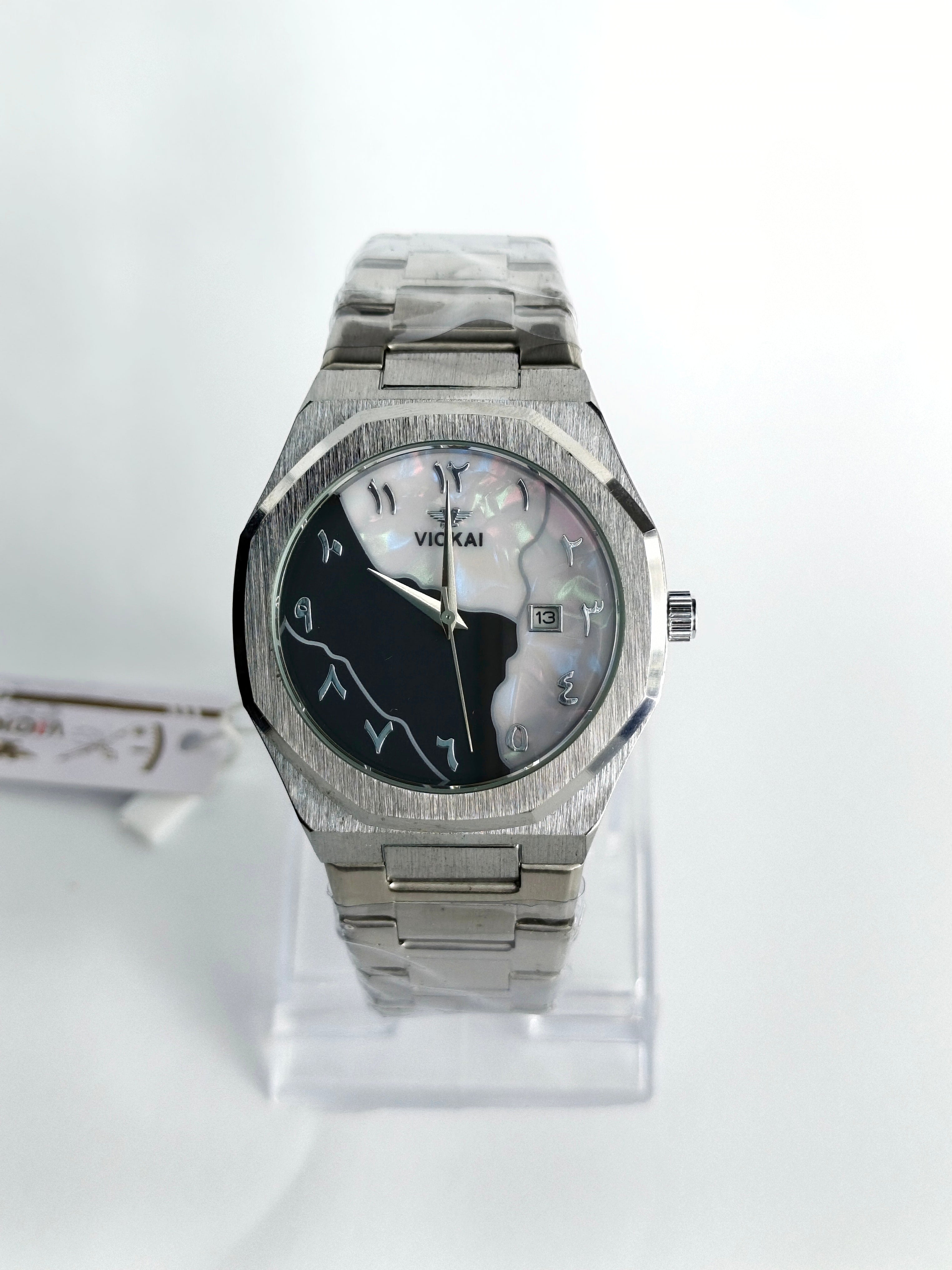 Volkai Original Marble Watch|White Black Dial| Stainless Steel Chain
