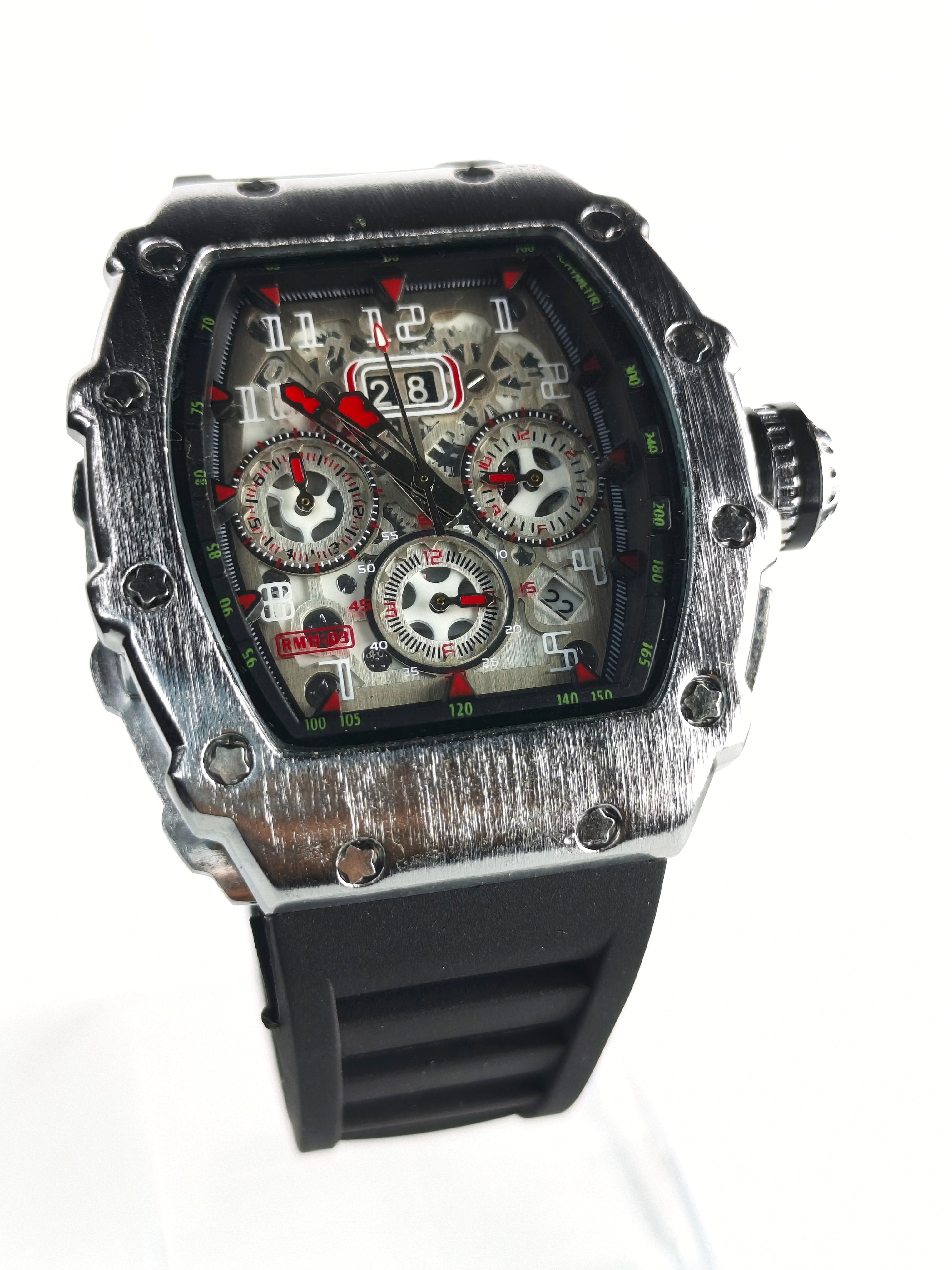Richard Mille | Silver Bezel | Red & White Dial