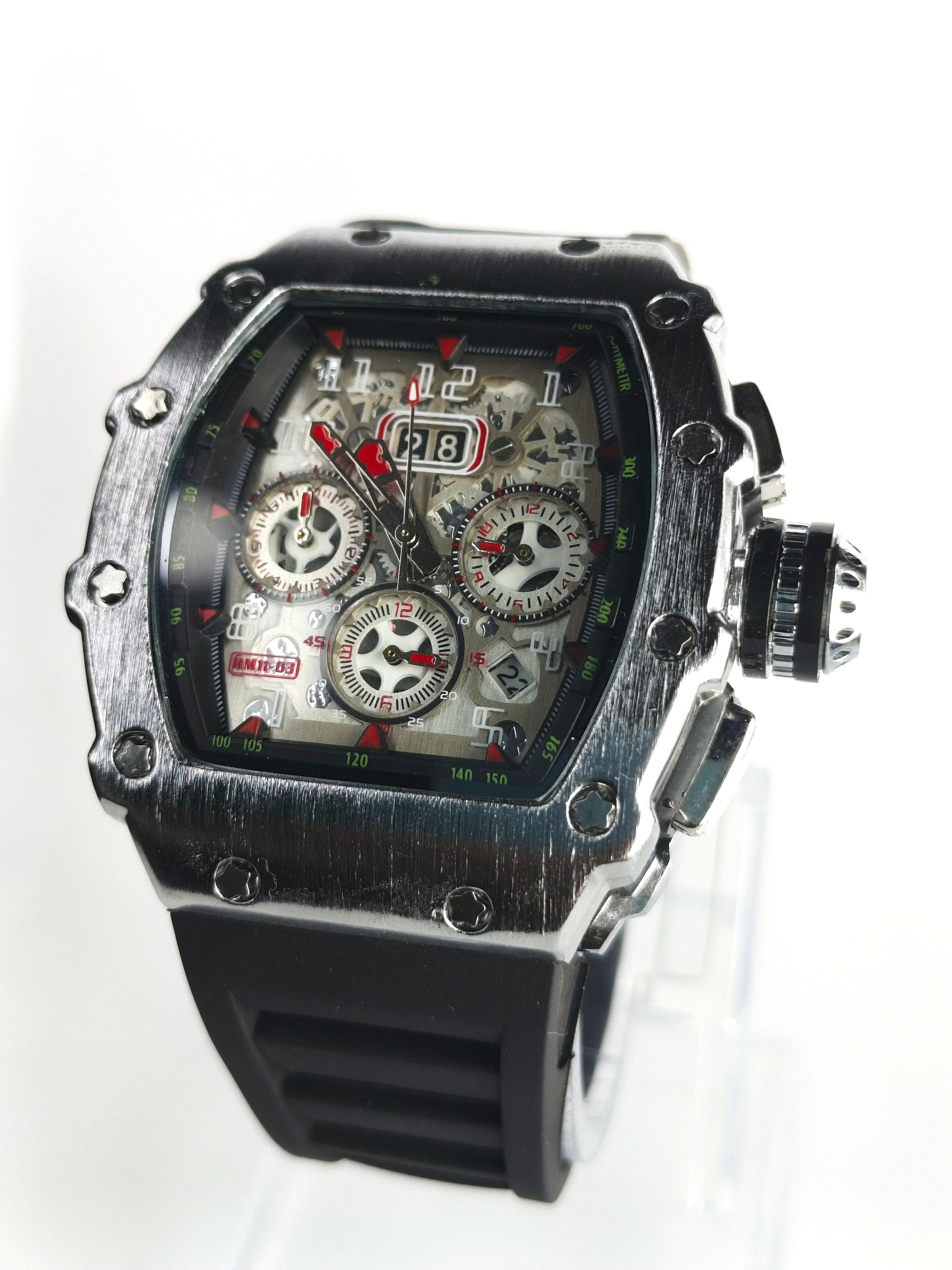 Richard Mille | Silver Bezel | Red & White Dial