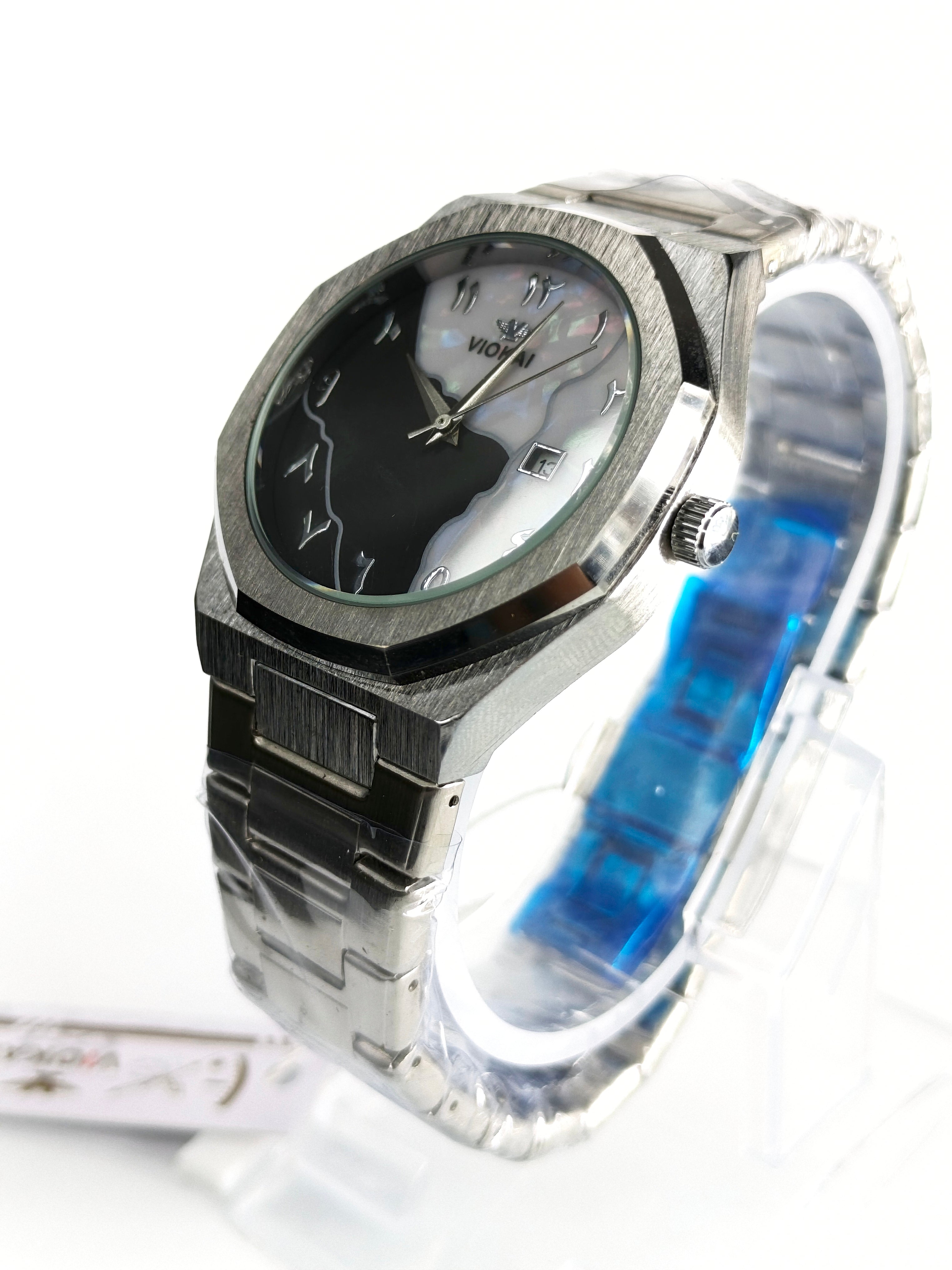 Volkai Original Marble Watch|White Black Dial| Stainless Steel Chain