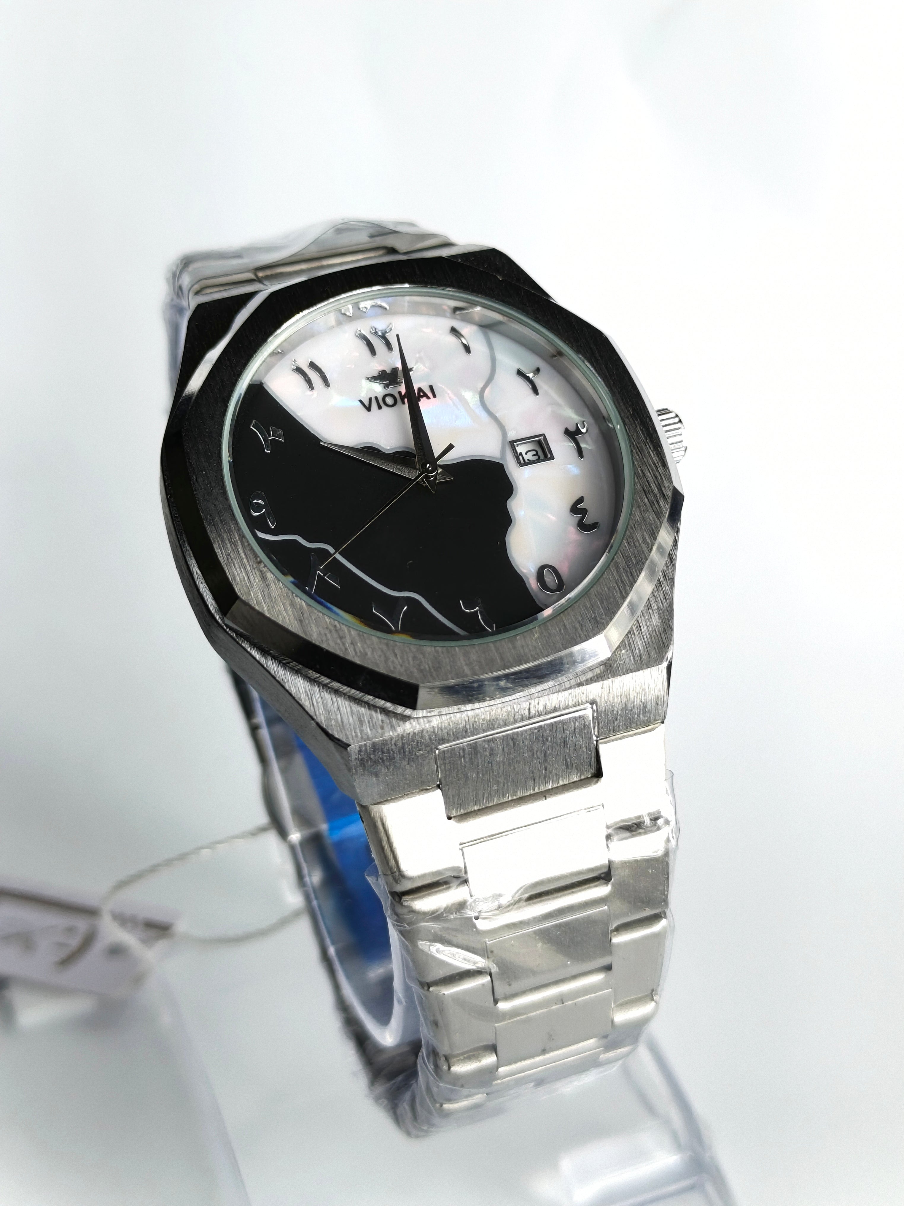 Volkai Original Marble Watch|White Black Dial| Stainless Steel Chain